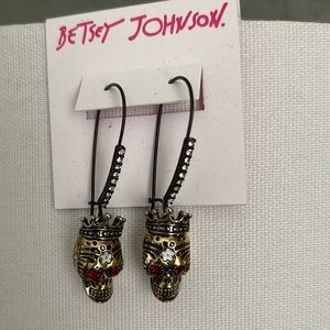 Betsy Johnson skull earrings. 2” long